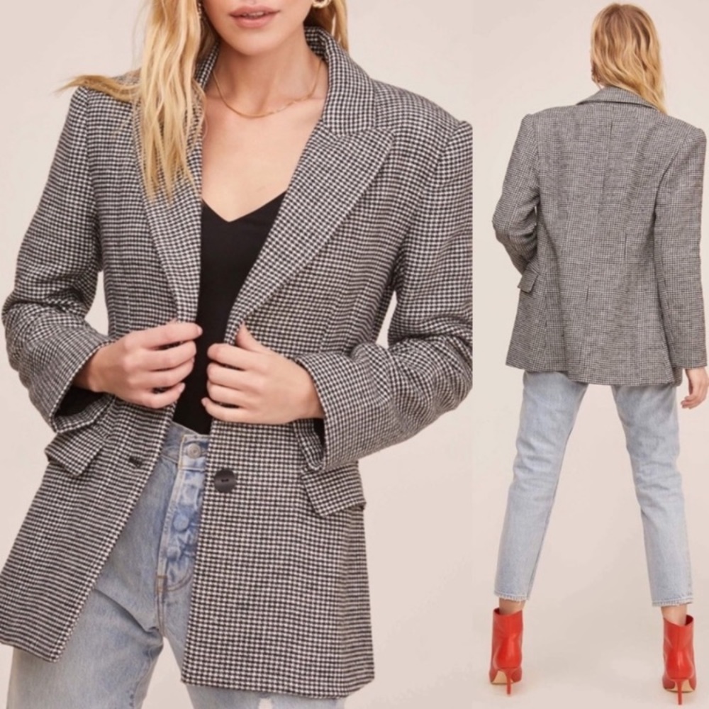 NWOT ASTR Arlo Houndstooth Oversized Blazer Jacket Size M - Picture 3 of 9